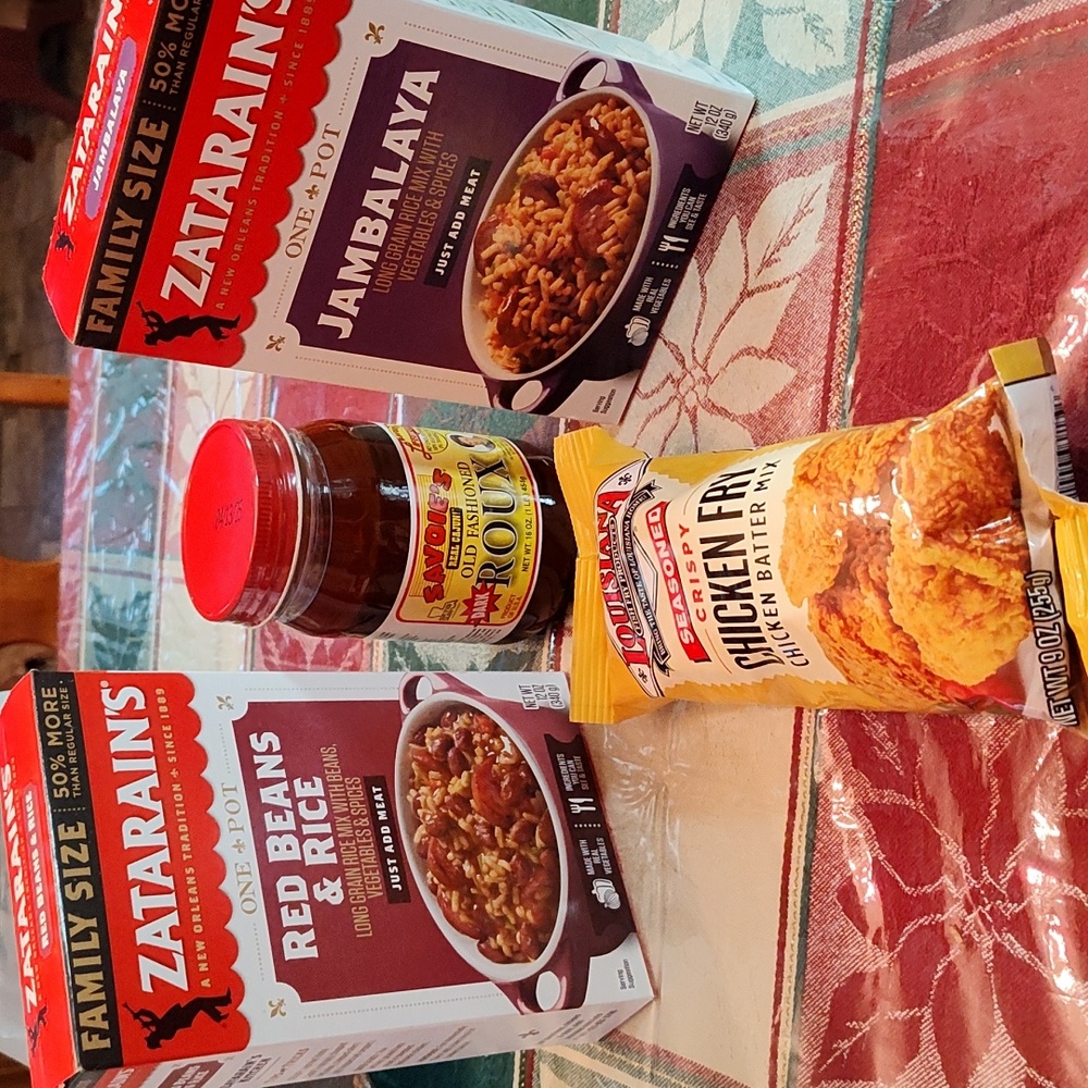 Louisiana Cajun Food Zatarains Roux Jambalaya Red Beans Chicken fry Savoie's